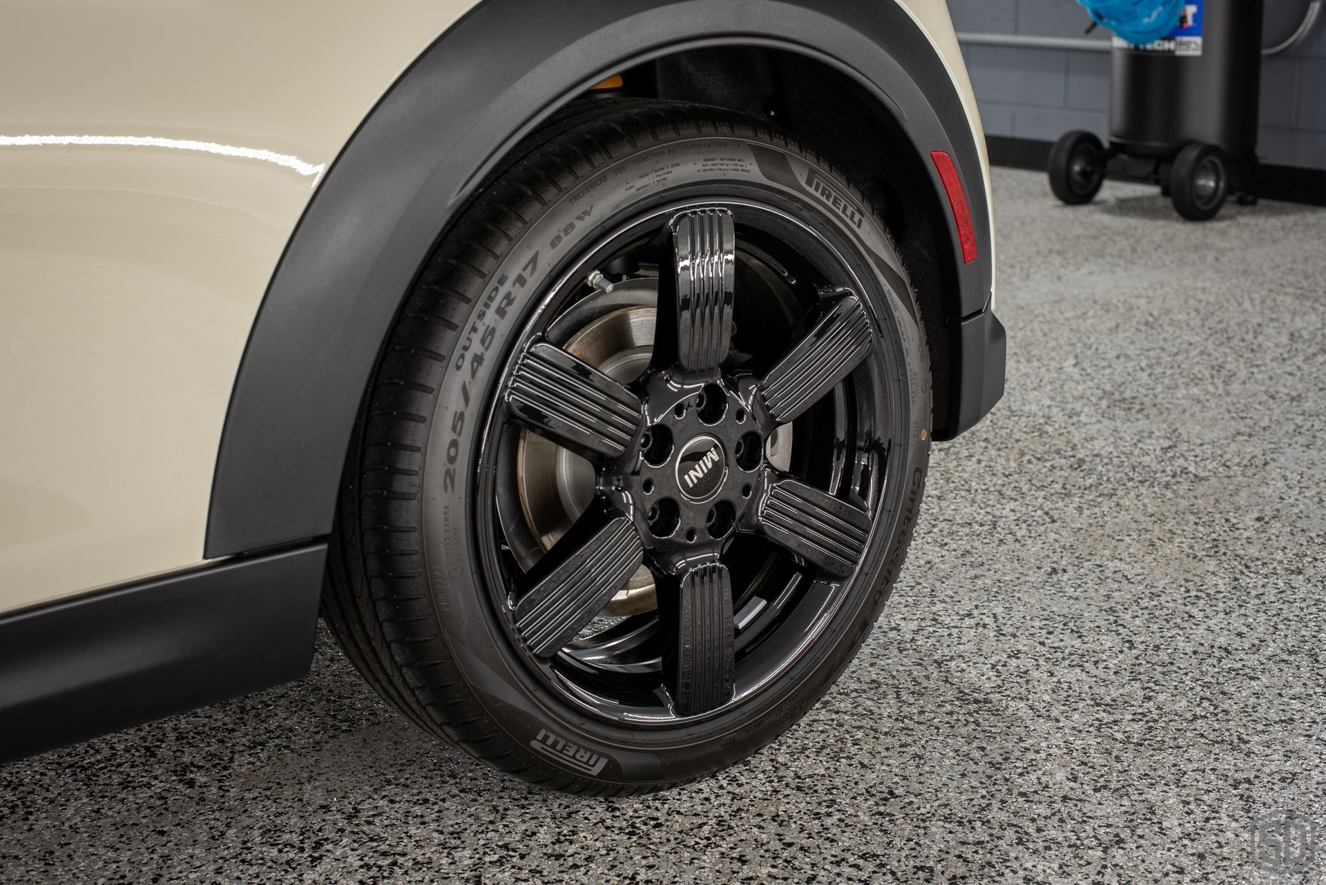 2023 MINI Cooper S Convertible New Car Protection Service Modesta exterior detail, paint correction, paint protection film, Modesta Leather Protection System wheel close up Florida