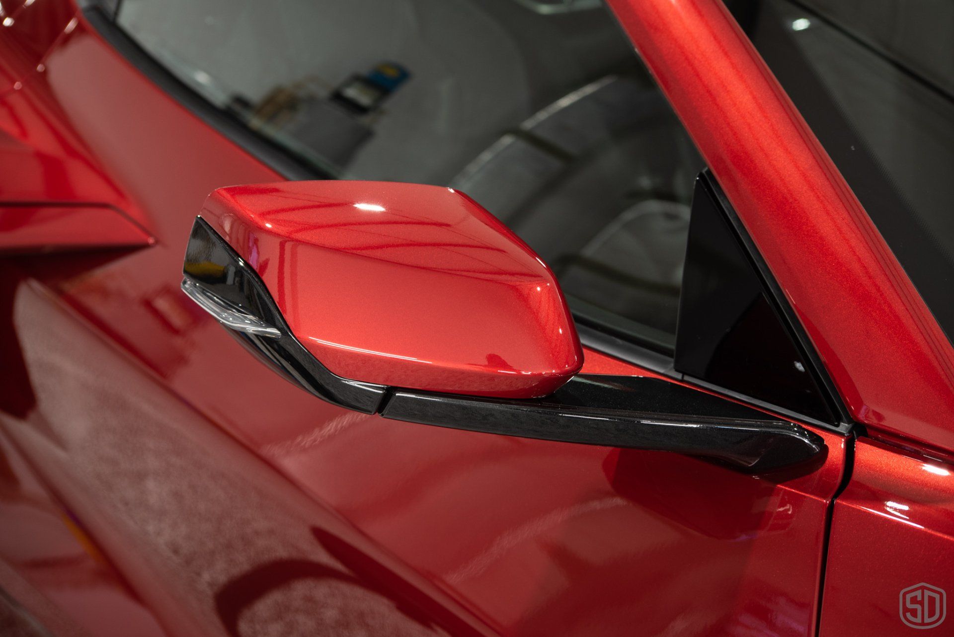 2023 Red Mist Metallic Corvette C8 Z51 HTC Custom Fitted Paint Protection Film mirror close up Orlando, Florida