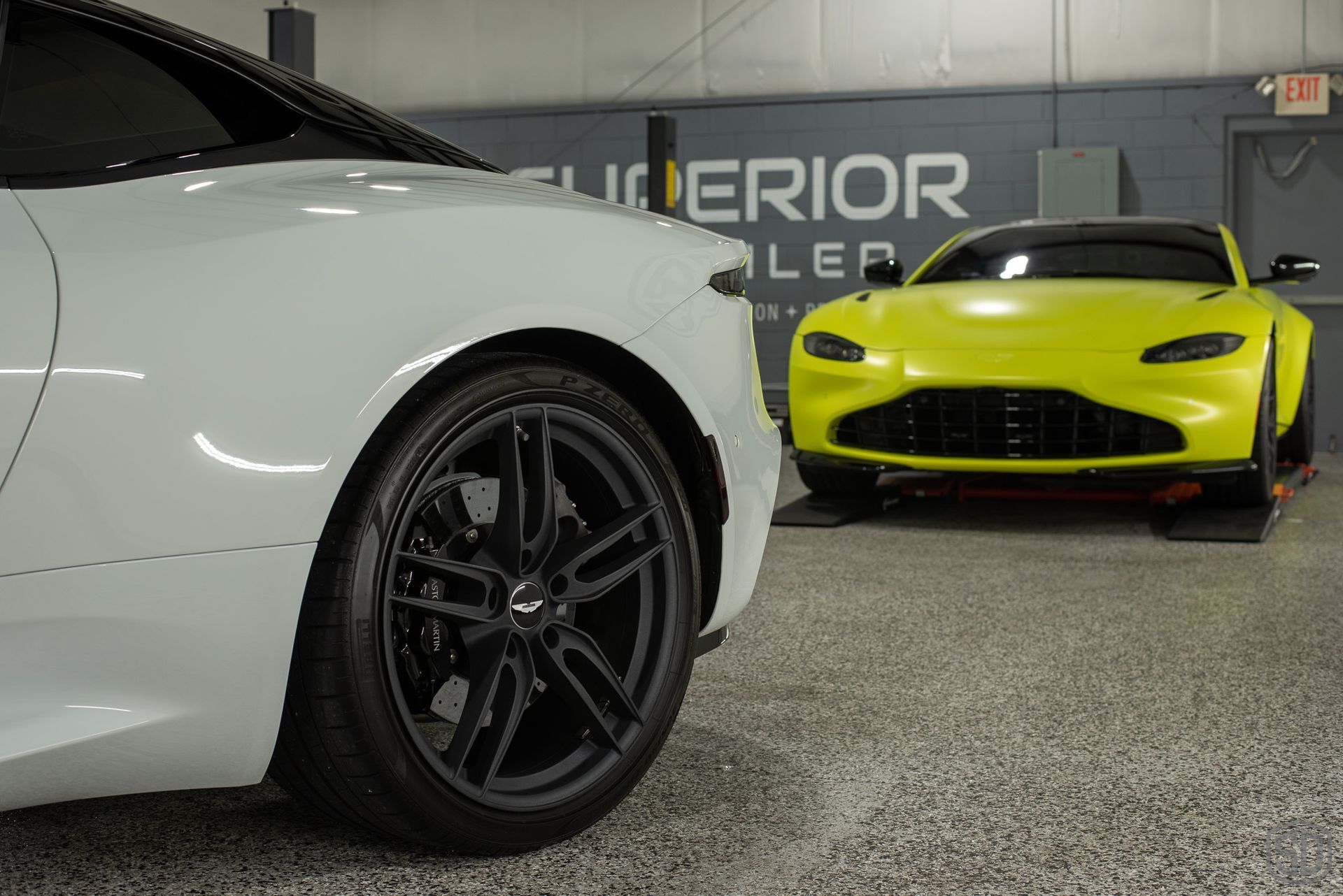 Aston Martin DBS Suntek Reaction Paint Protection Film,  Modesta BC-X, Modesta BC-06 Wheel and Caliper Coating rear wheel close up Orlando