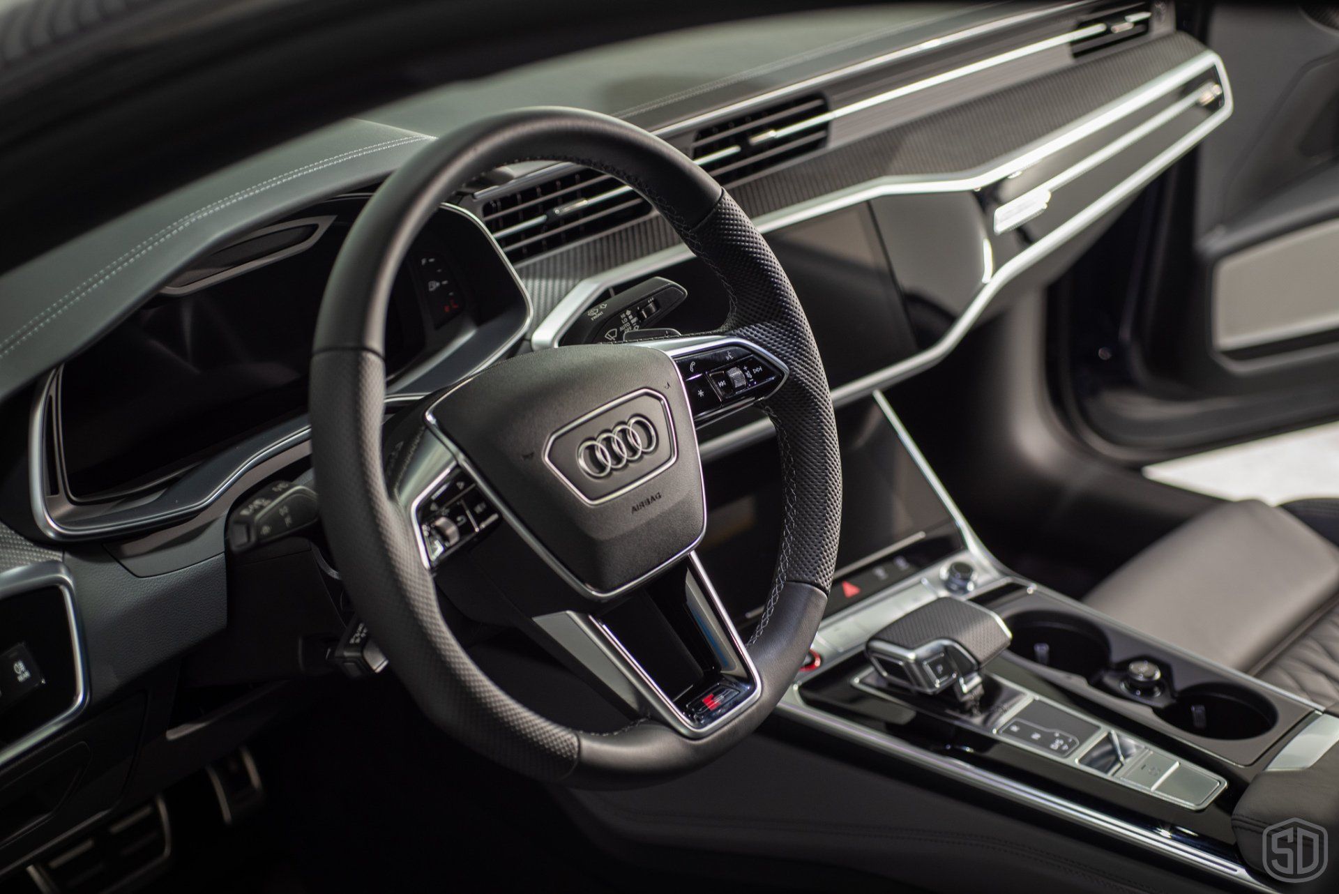 Audi S7 Preparation Detail, Paint Correction, Modesta Primer, Front Paint Protection Film, Modesta Leather Protection System, Modesta BC-06 Wheel Coating, Modesta Glass Coating interior view Orlando Florida