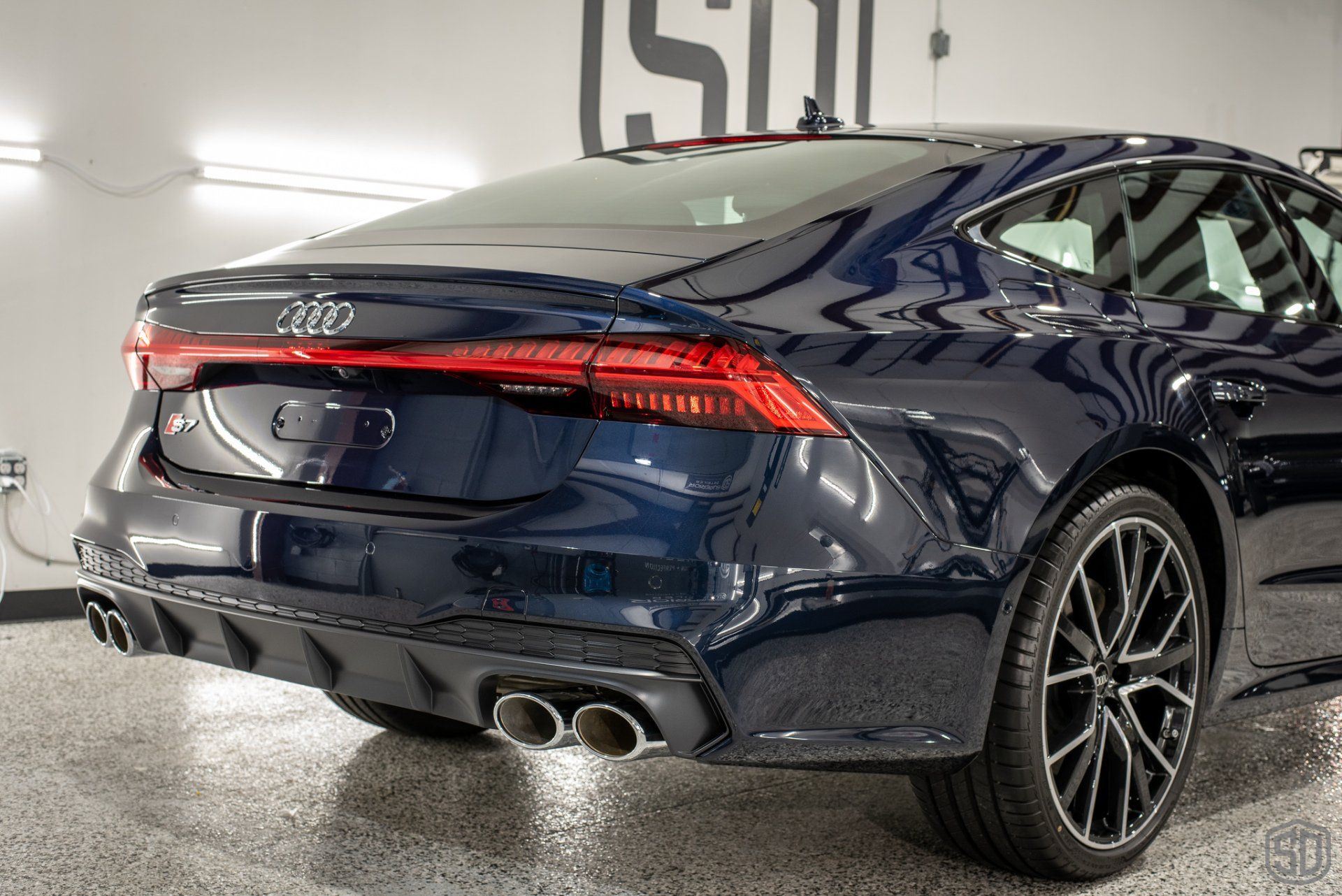 Audi S7 Preparation Detail, Paint Correction, Modesta Primer, Front Paint Protection Film, Modesta Leather Protection System, Modesta BC-06 Wheel Coating, Modesta Glass Coating rear view Florida