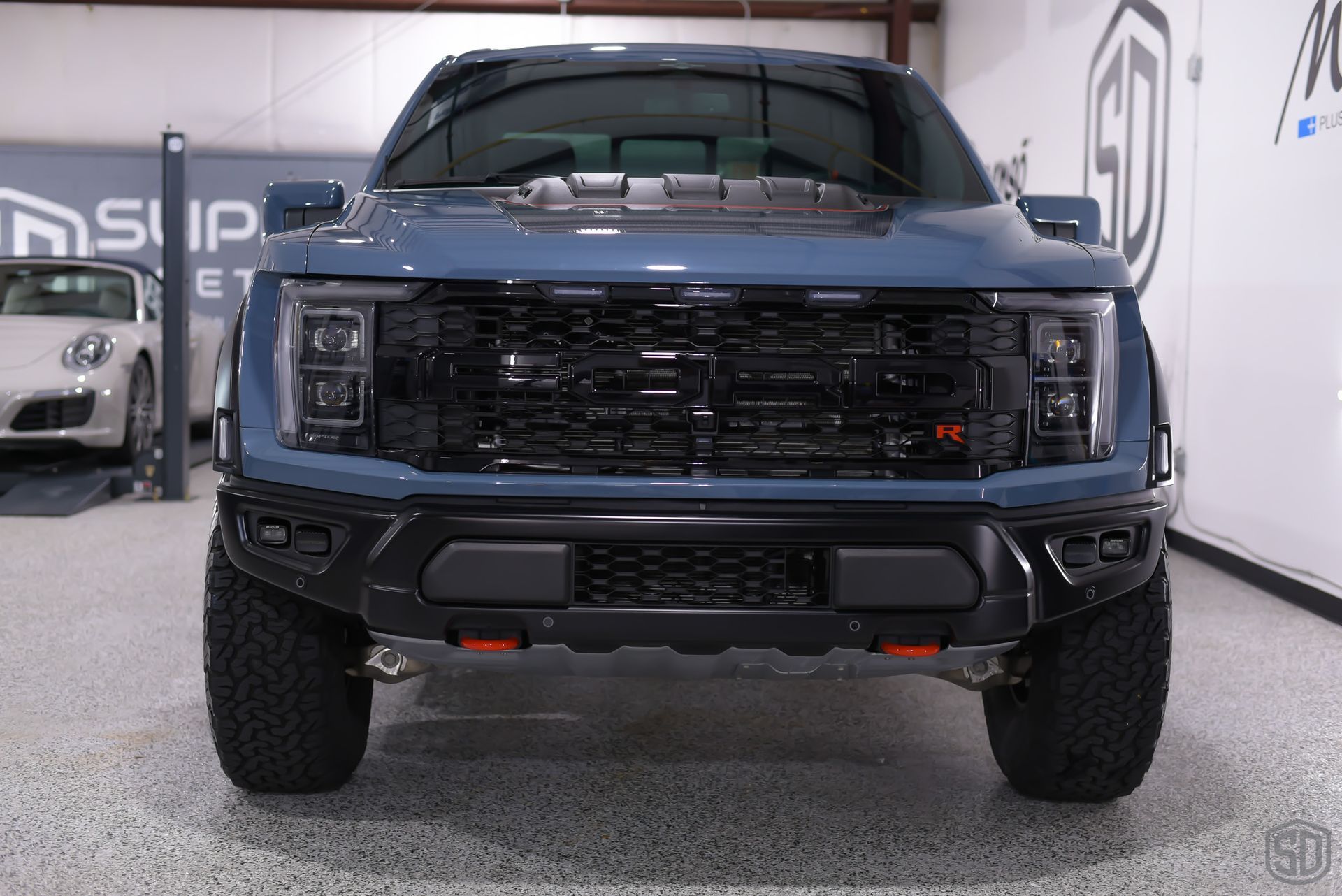 Ford F-150 Raptor R Full Body PPF Wrap with SunTek Films, Modesta BC-04 Nano-Titanium Coating,  ExoShield  Windshield Protection Film front end view Florida USA