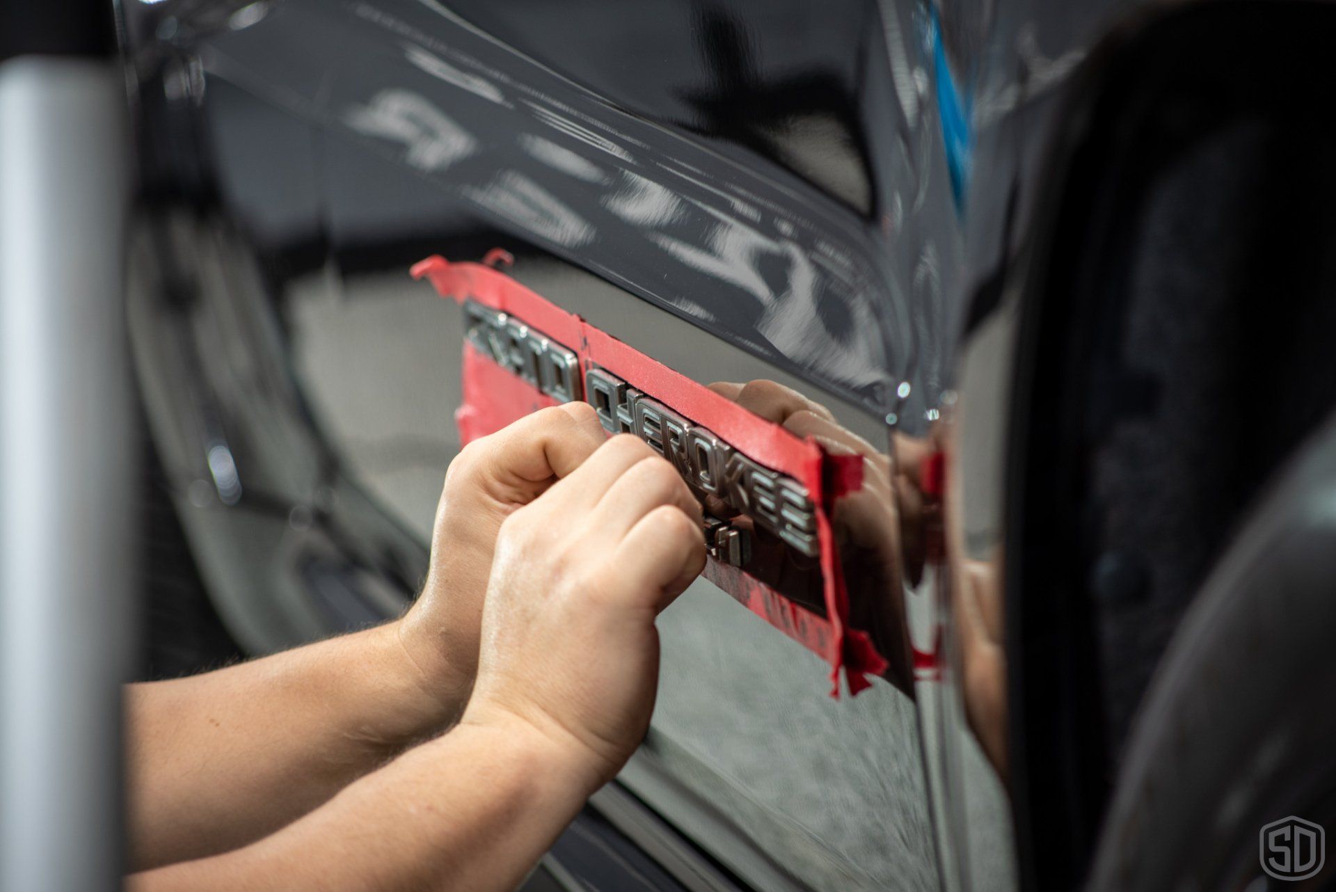 Jeep Grand Cherokee Trackhawk High Gloss Correction/ Polish, Exterior Detail and Modesta Coatings emblem detail Orlando FL