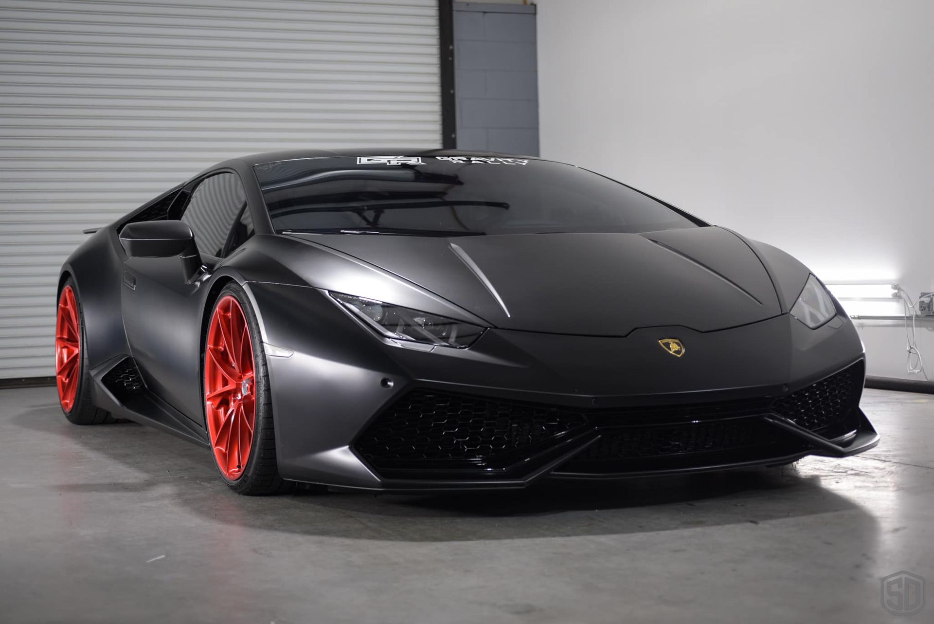 Lamborghini Huracan Full Matte Paint Protection Film, topped with Modesta BC-M Matte Coating front end view Orlando, FL