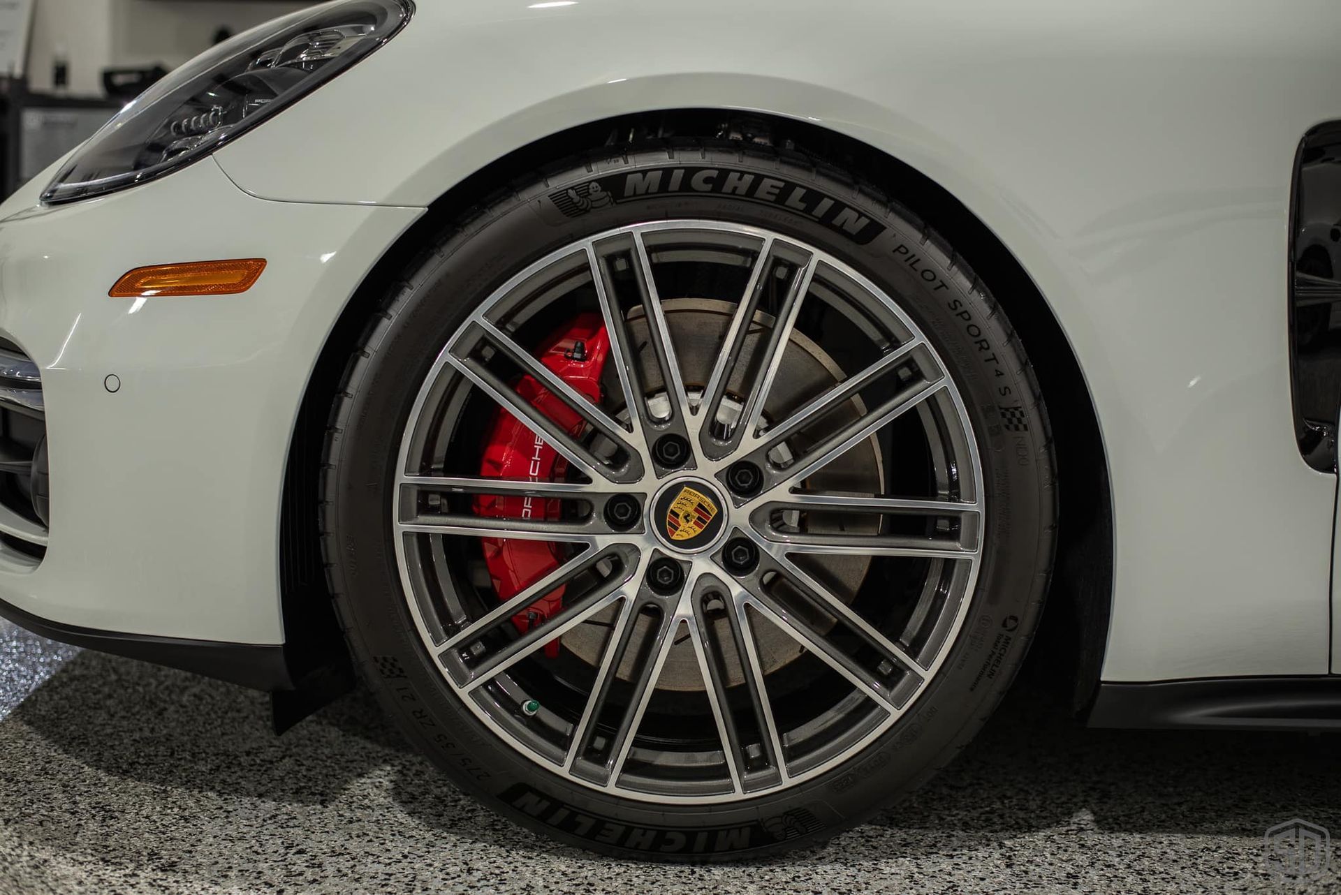 Porsche Panamera GTS Front Bumper Paint Protection Film and Modesta BC-08 Ceramic Coating front wheel close up Orlando, FL