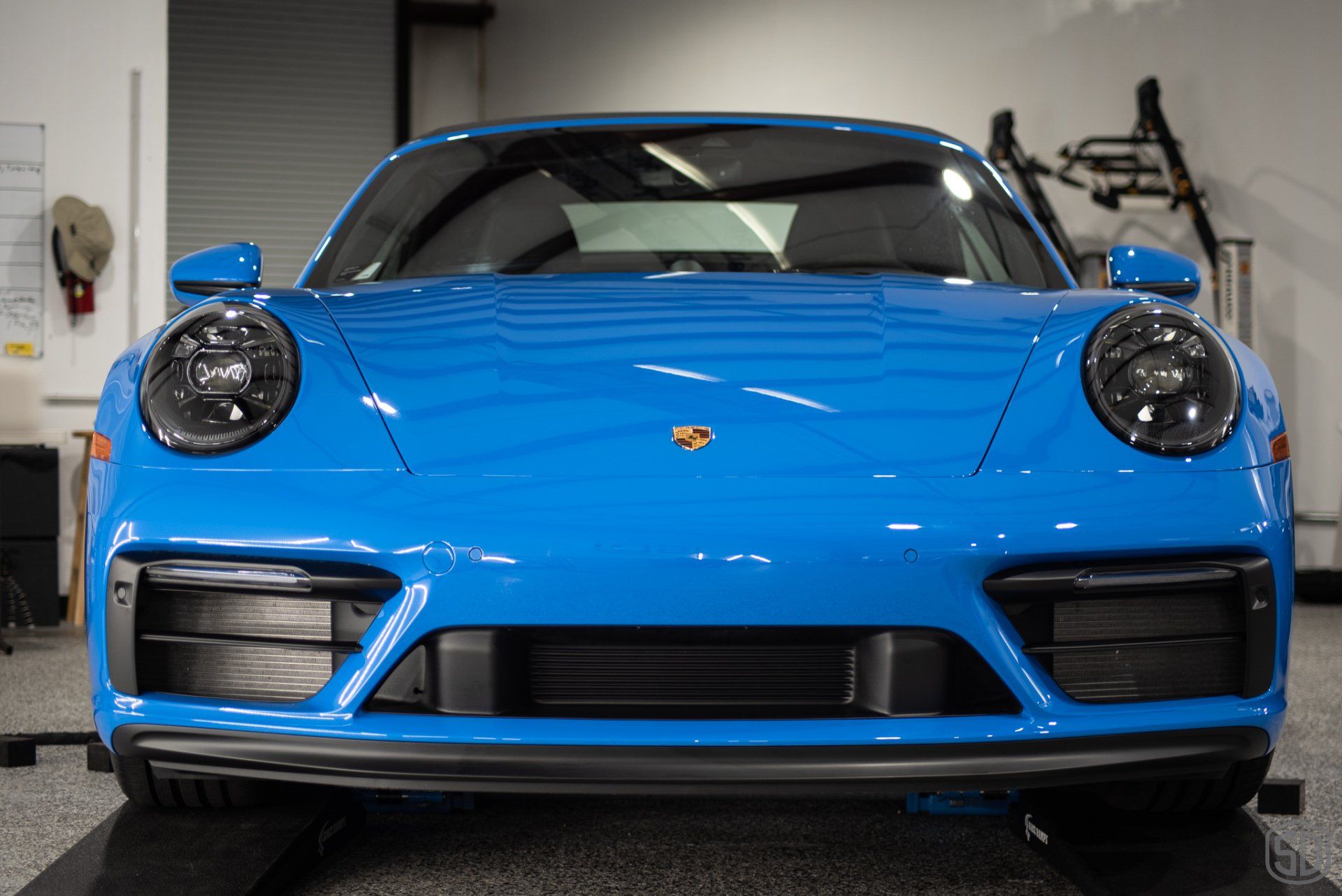 Shark Blue Porsche 911 Carrera GTS Detailing, Paint Correction, Paint Protection Film, Aenso Gleam Spray Sealant front end view Florida