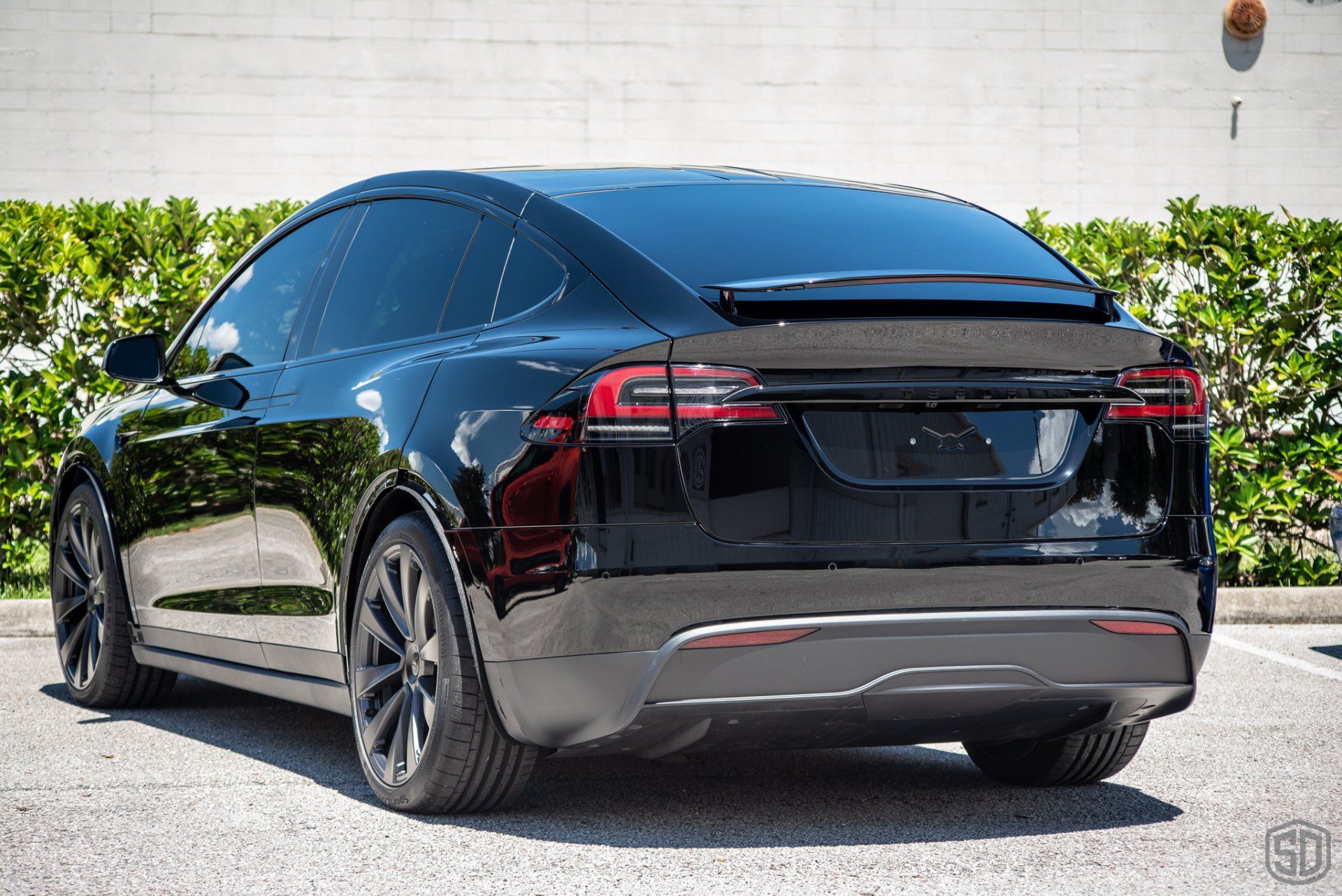 Tesla Model X Plaid Paint Correction Paint Protection Film Modesta Ceramic Glass Coating, Modesta Leather and Wheel Protection rear view Orlando