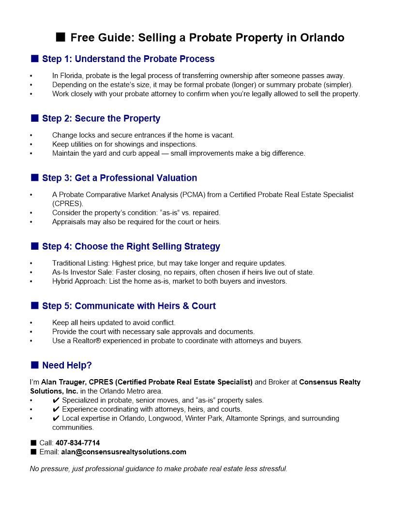 Selling probate property steps and process
