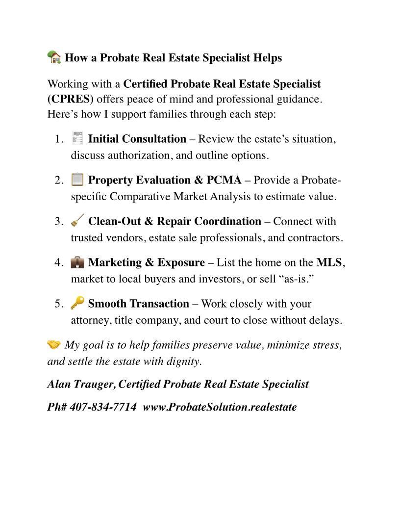 Offer free real estate consultations for probate properties