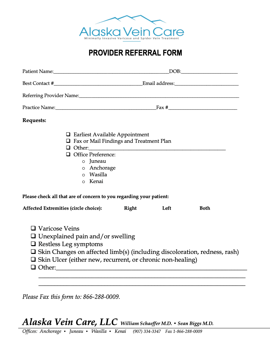 Provider referral form