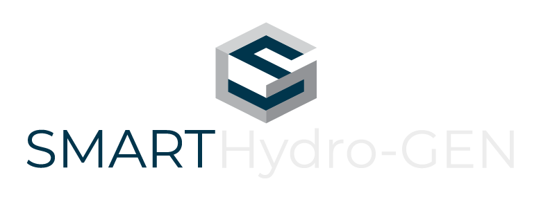 The logo for smart hydro-gen is a hexagon with a letter s on it.