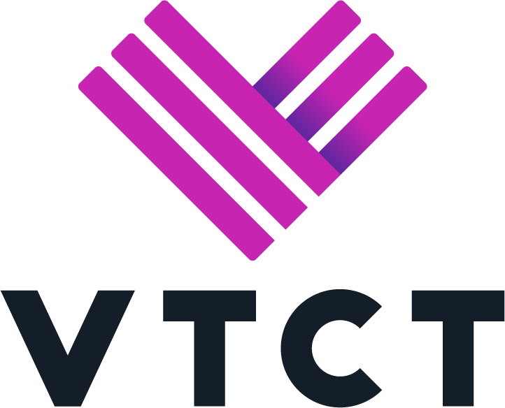 A purple heart with the word vtct below it
