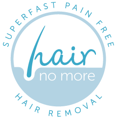 A logo for a hair removal company called hair no more