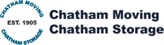 Logo for Chatham Moving and Chatham Storage: text, blue and white circular seal, established 1905.