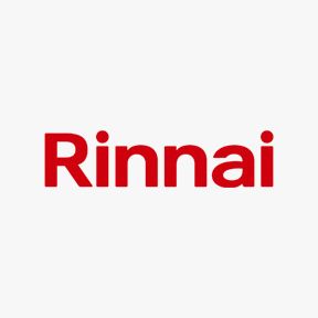 Rinnai logo in red text on a white background.