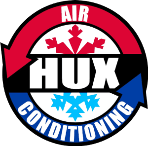 Hexagon logo with mountains, trees, and campfire in orange and blue. Company name is white.