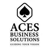 Logo for Aces Business Solutions: Black spade icon inside a hexagon, with