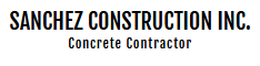 Logo for Sanchez Construction Inc., a concrete contractor. Black text on white background.