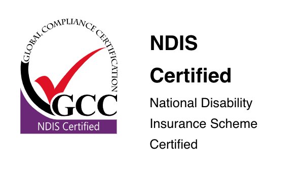 A logo that says ndis certified national disability insurance scheme certified