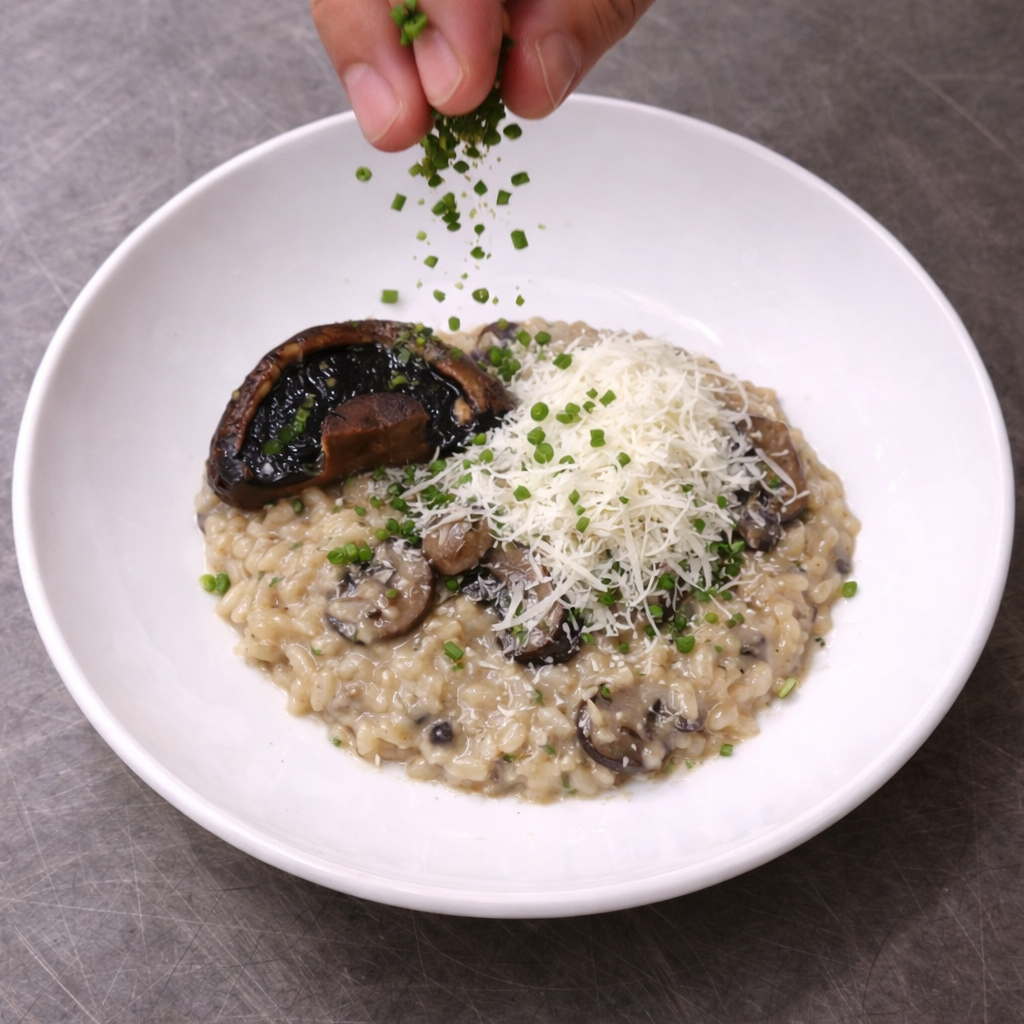 Risotto aux Champignons — 40
Wild mushroom risotto with tarragon, Arborio rice and Parmesan. 
