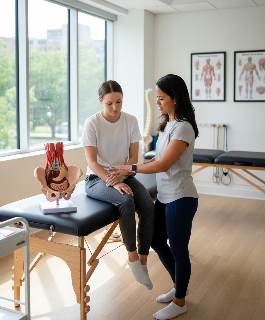 Patient performing therapeutic pelvic floor exercises in Brooklyn physical therapy clinic