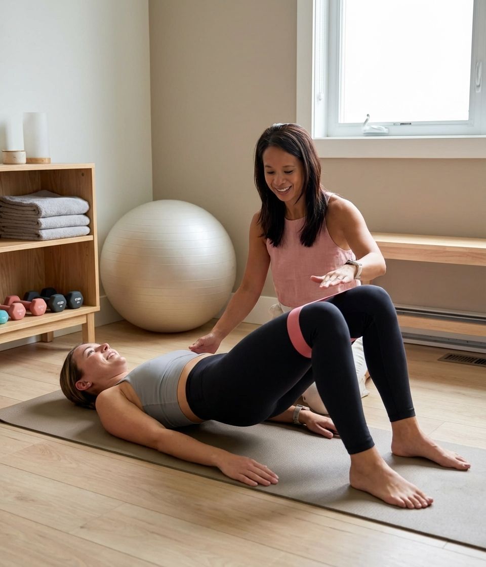 Patient working with a provider at a pelvic floor physical therapy clinic in Brooklyn