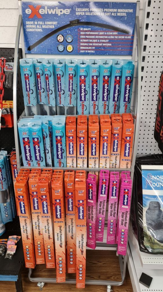 A Display Of Wiper Blades In A Store — Camden Haven Auto Parts In Laurieton, NSW