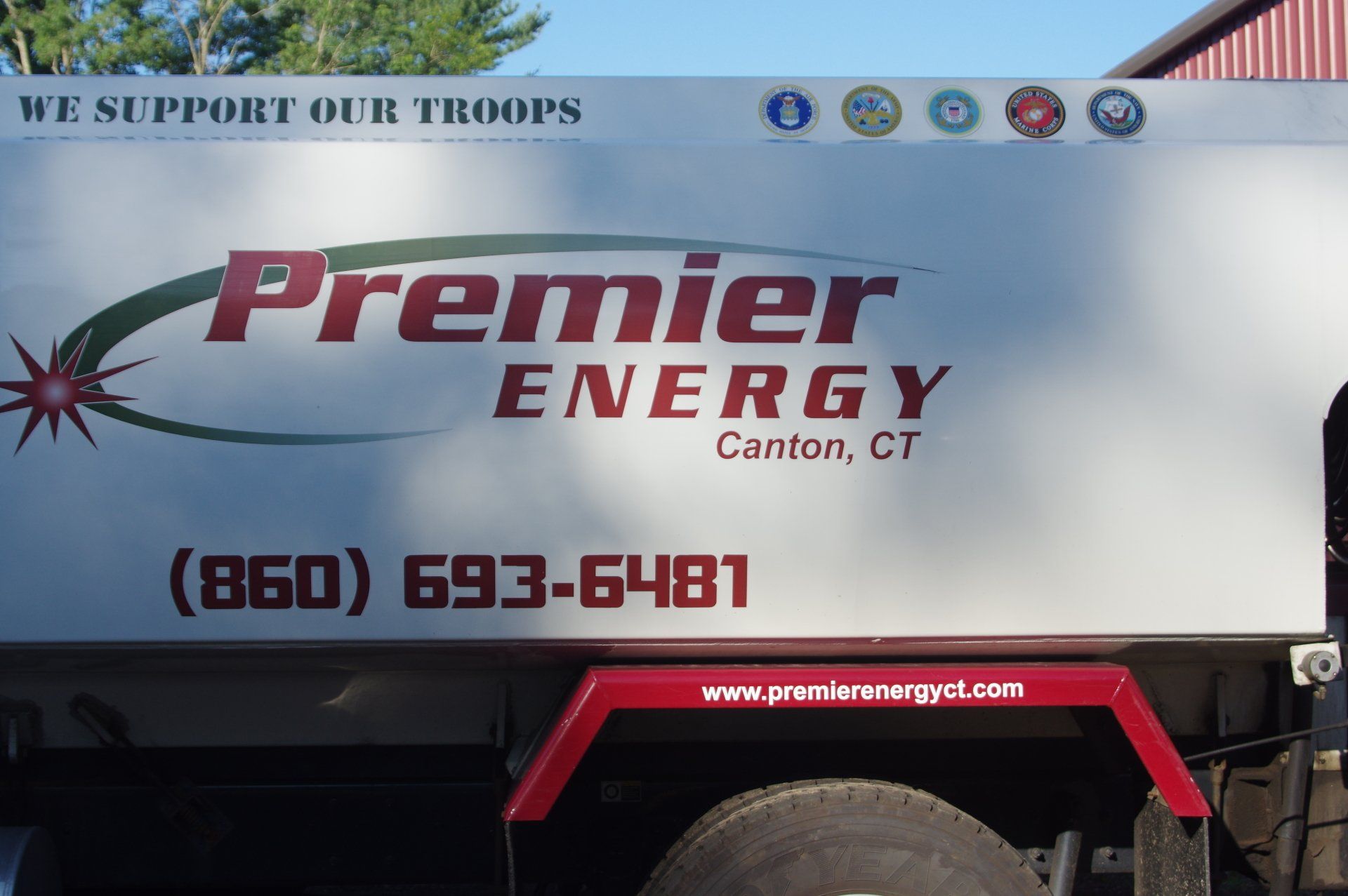 A premier energy truck is parked in canton ct