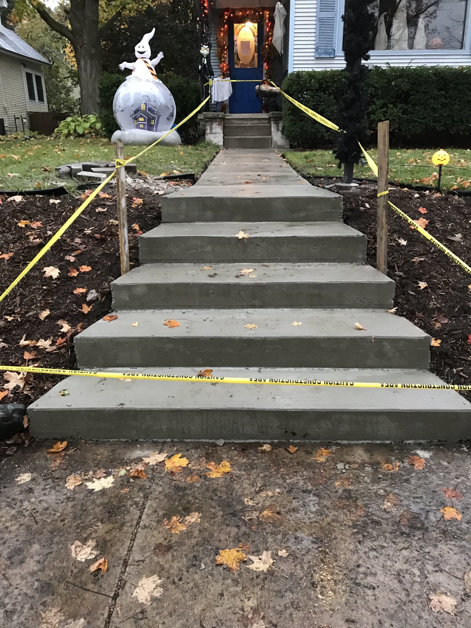 custom decorative concrete or stone patio and stairs in Traverse City, MI