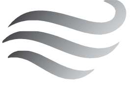 Tre linee curve, grigie e orizzontali, che potrebbero rappresentare il vento o le correnti d'aria.