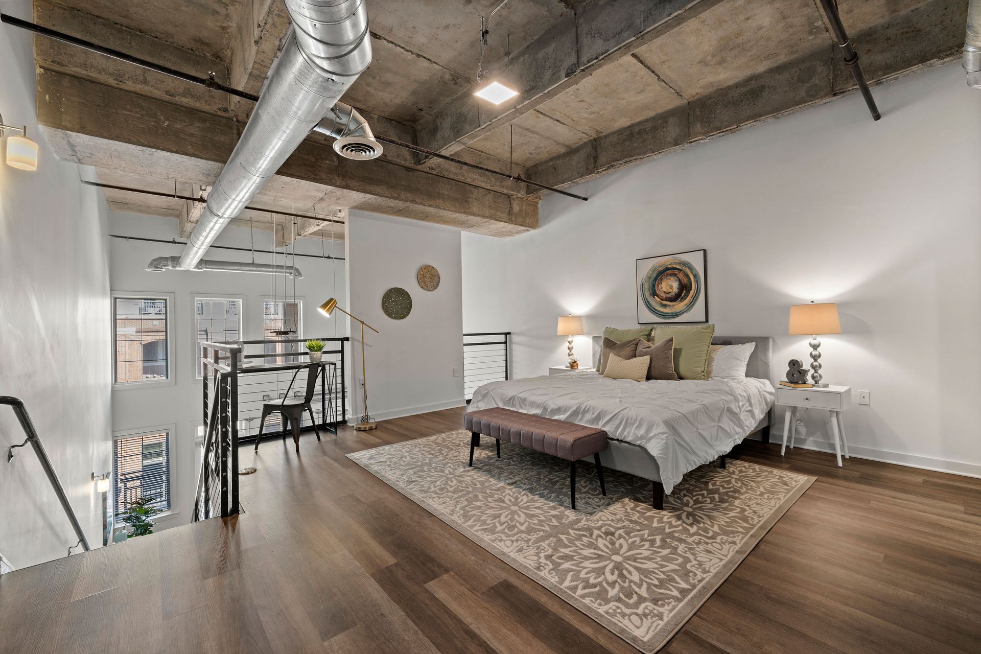 There is a large bed in the middle of the room.