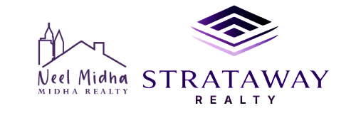 Two logos for neel midha and strataway realty logo