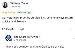 A five star review for The Sharpist which reads 