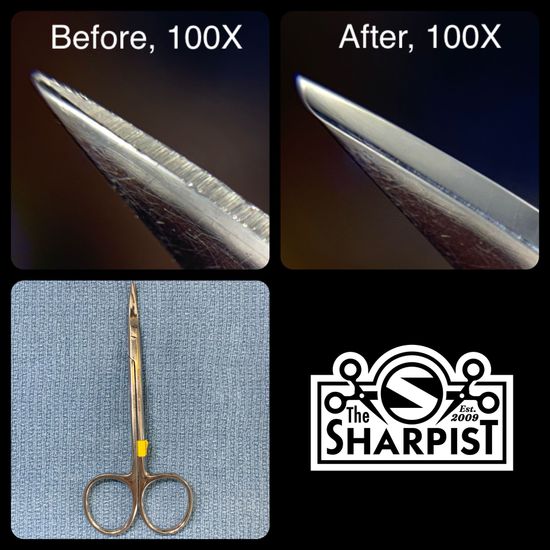 Metzenbaum scissor sharpening, mayo scissor sharpening, tenotomy scissor sharpening,  scissor instrument sharpening, doctor scissor sharpening, surgical pack sharpening, tiny scissor sharpening, small scissor sharpening, surgical instrument repair, surgical scissor repair, bandage scissor sharpening