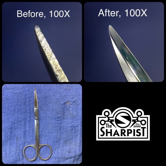 Metzenbaum scissor sharpening, mayo scissor sharpening, tenotomy scissor sharpening,  scissor instrument sharpening, doctor scissor sharpening, surgical pack sharpening, tiny scissor sharpening, small scissor sharpening, surgical instrument repair, surgical scissor repair, bandage scissor sharpening