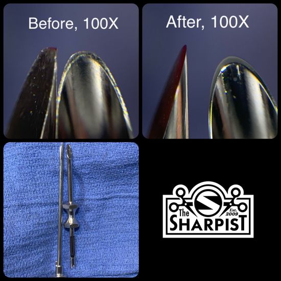 trocar sharpening, trochar sharpening, trochar repair, trocar repair, pyramidal tip, conical tip, eccentric tip, blunt tip,  laparoscopic set sharpening, cannula sharpening, thoracoscopic trocar sharpening, cross-shape trocar, flip-type trocar