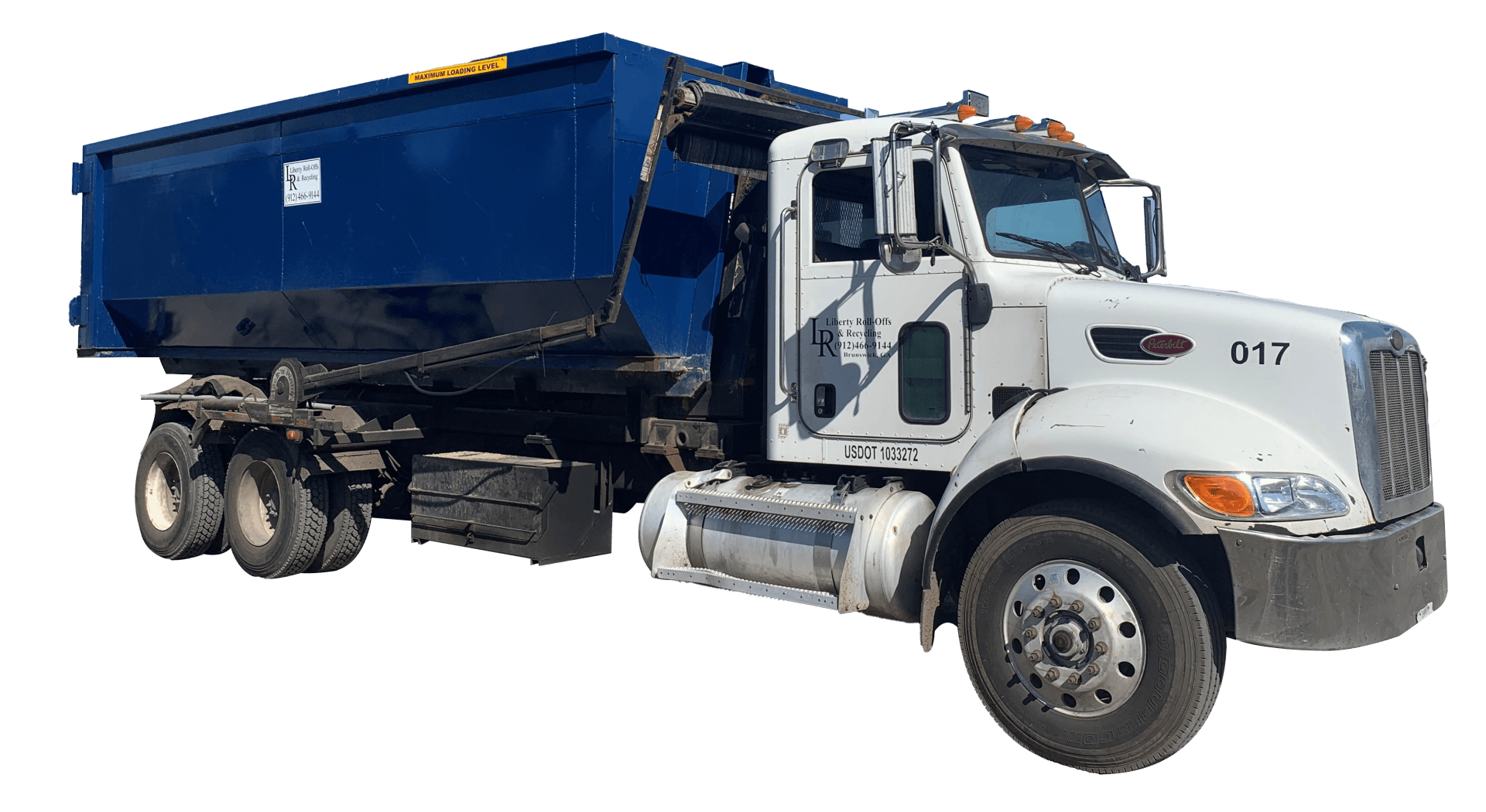 Blue garbage truck | Brunswick, GA | Liberty Roll-Offs & Recycling