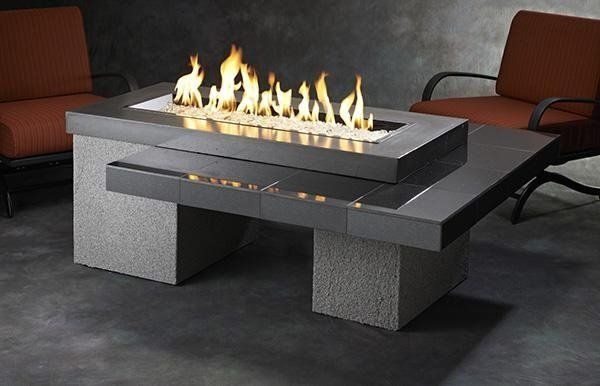Black Uptown Linear Gas Fire Pit Table — Boothwyn, PA — Half Price Hot Tubs