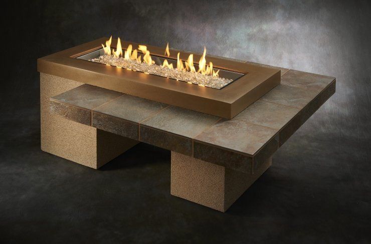Brown Uptown Linear Gas Fire Pit Table — Boothwyn, PA — Half Price Hot Tubs