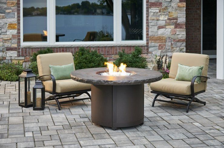 Marbleized Noche Beacon Chat Height Gas Fire Pit Table — Boothwyn, PA — Half Price Hot Tubs
