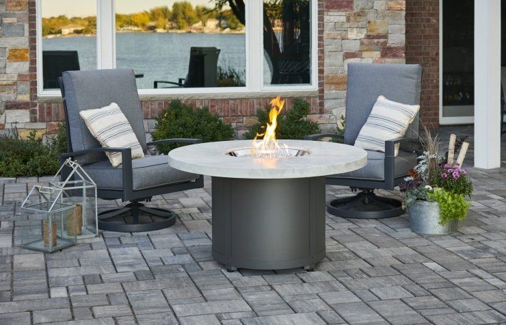 White Onyx Beacon Chat Height Gas Fire Pit Table — Boothwyn, PA — Half Price Hot Tubs
