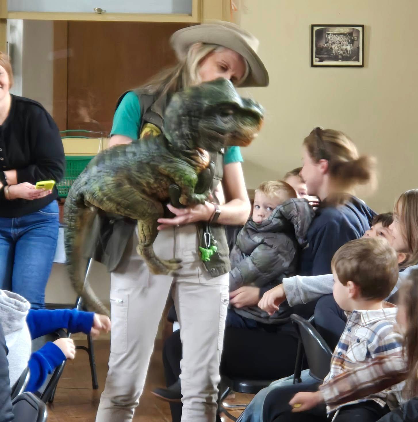 Dinosaur meet and greet at library presentation