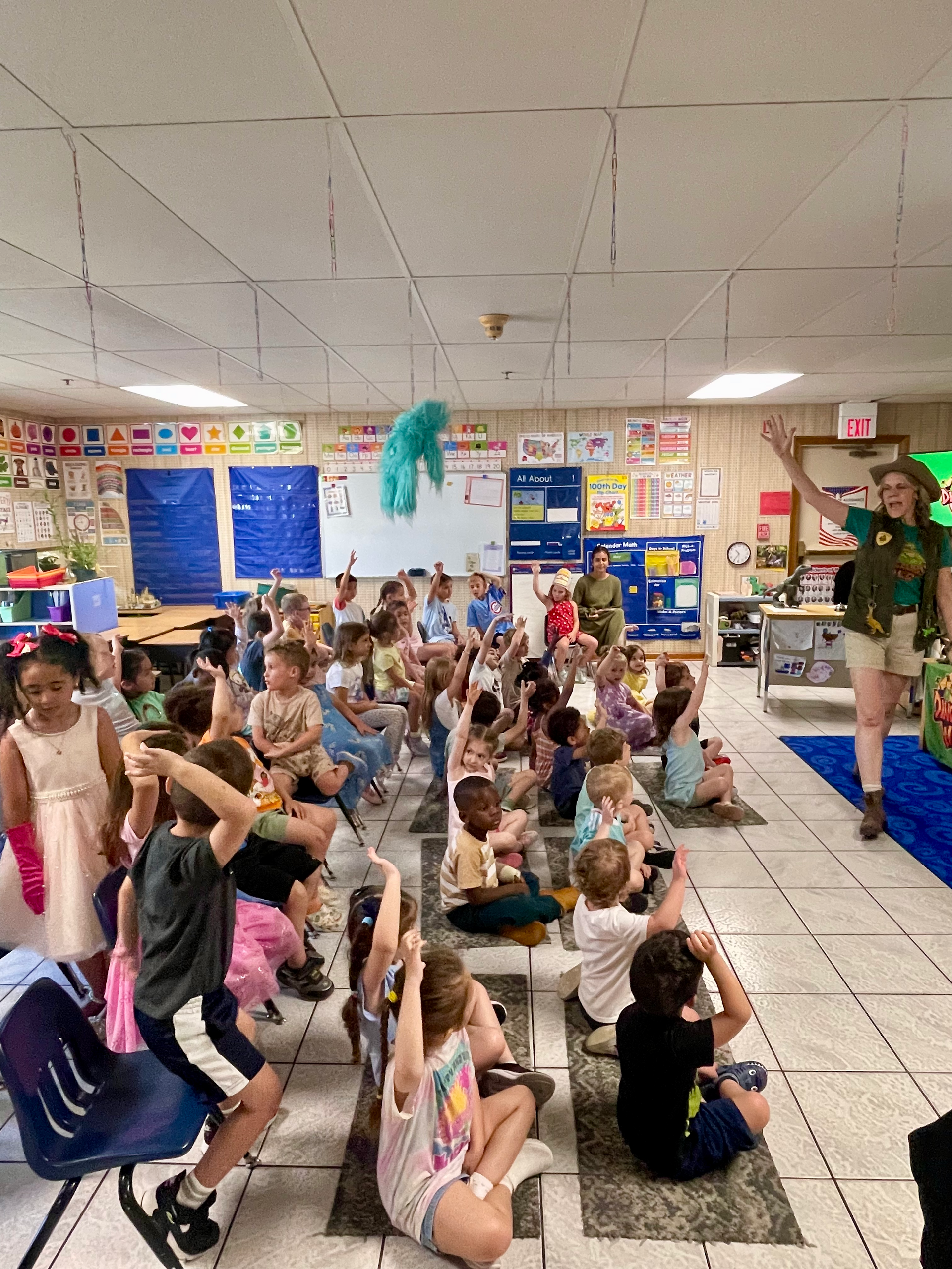 Baby Tyrannosaurus rex meets young girl