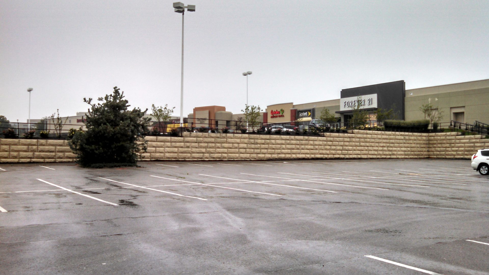 A large commercial retaining wall.