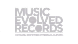 Logo for Music Evolved Records: Text in gray, "MUSIC EVOLVED RECORDS" and tagline "EDUCATE. EMPOWER. ENTERTAIN. ELEVATE."