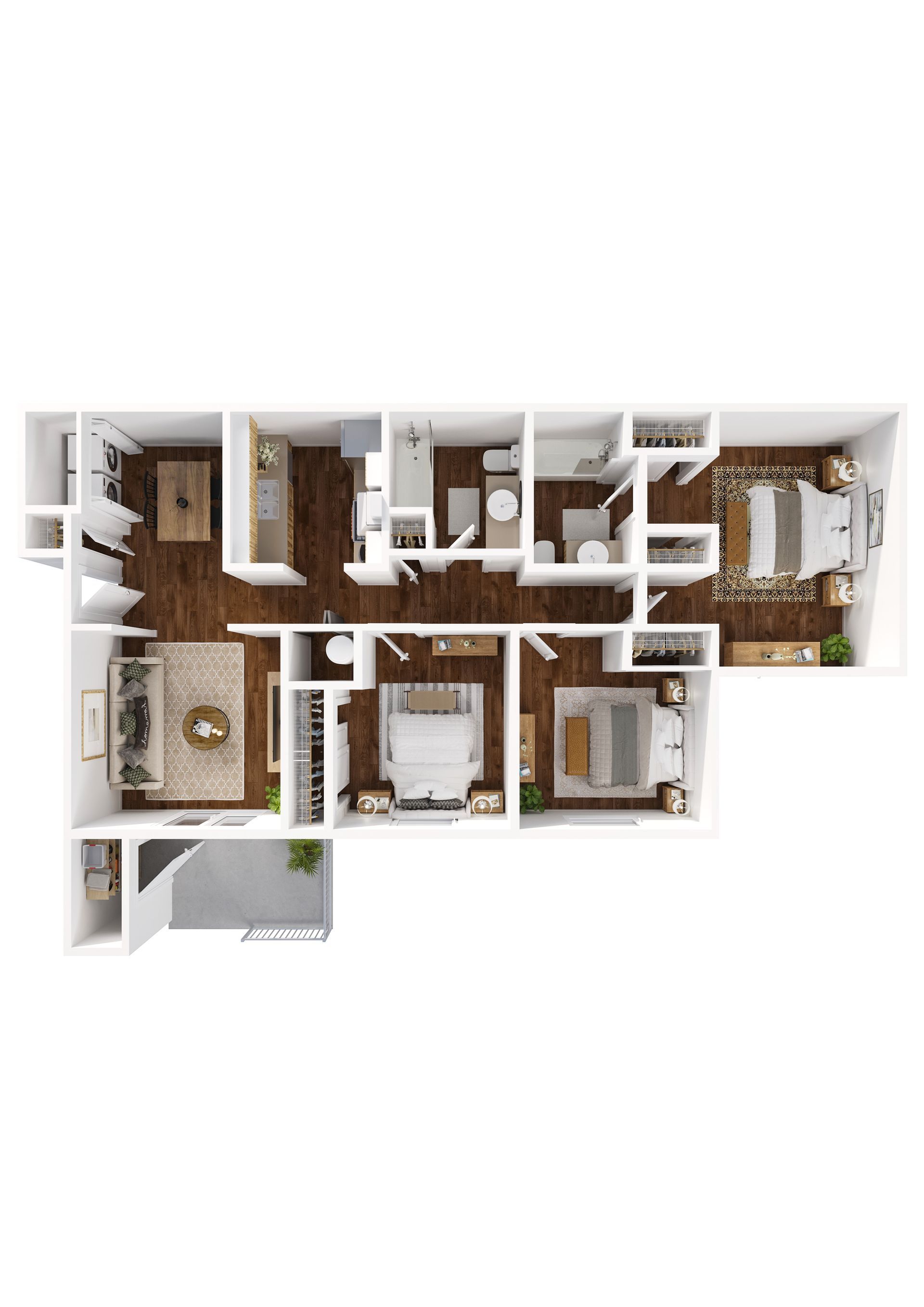 It is a 3d floor plan of a house.