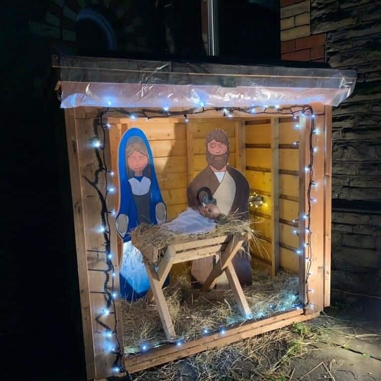 Our storage sheds used as a nativity scene.