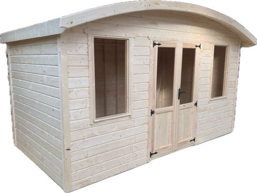 Our 13' x 7' Curved roof summerhouse which is on an introductory offer.