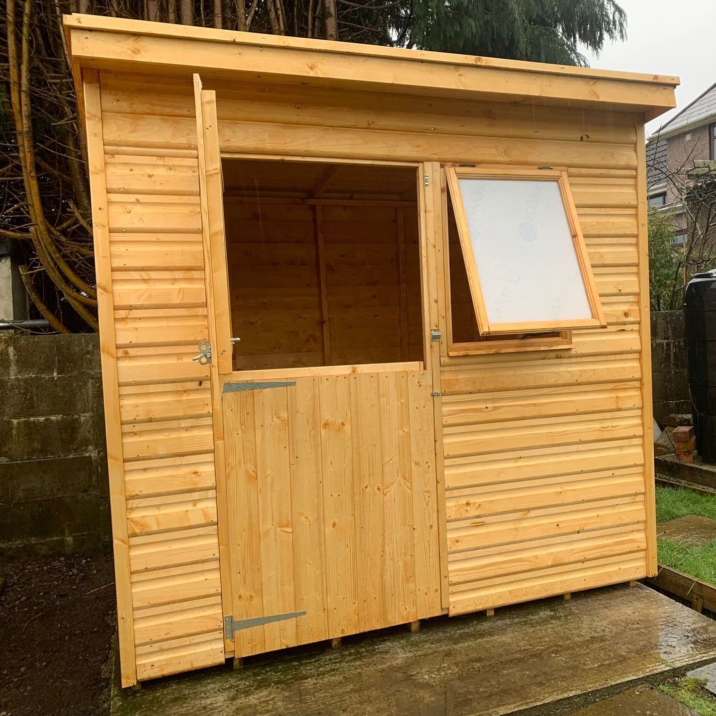 7' x 5' Pent style shed with stable door and an opening window. To be used as a potting shed would you believe.