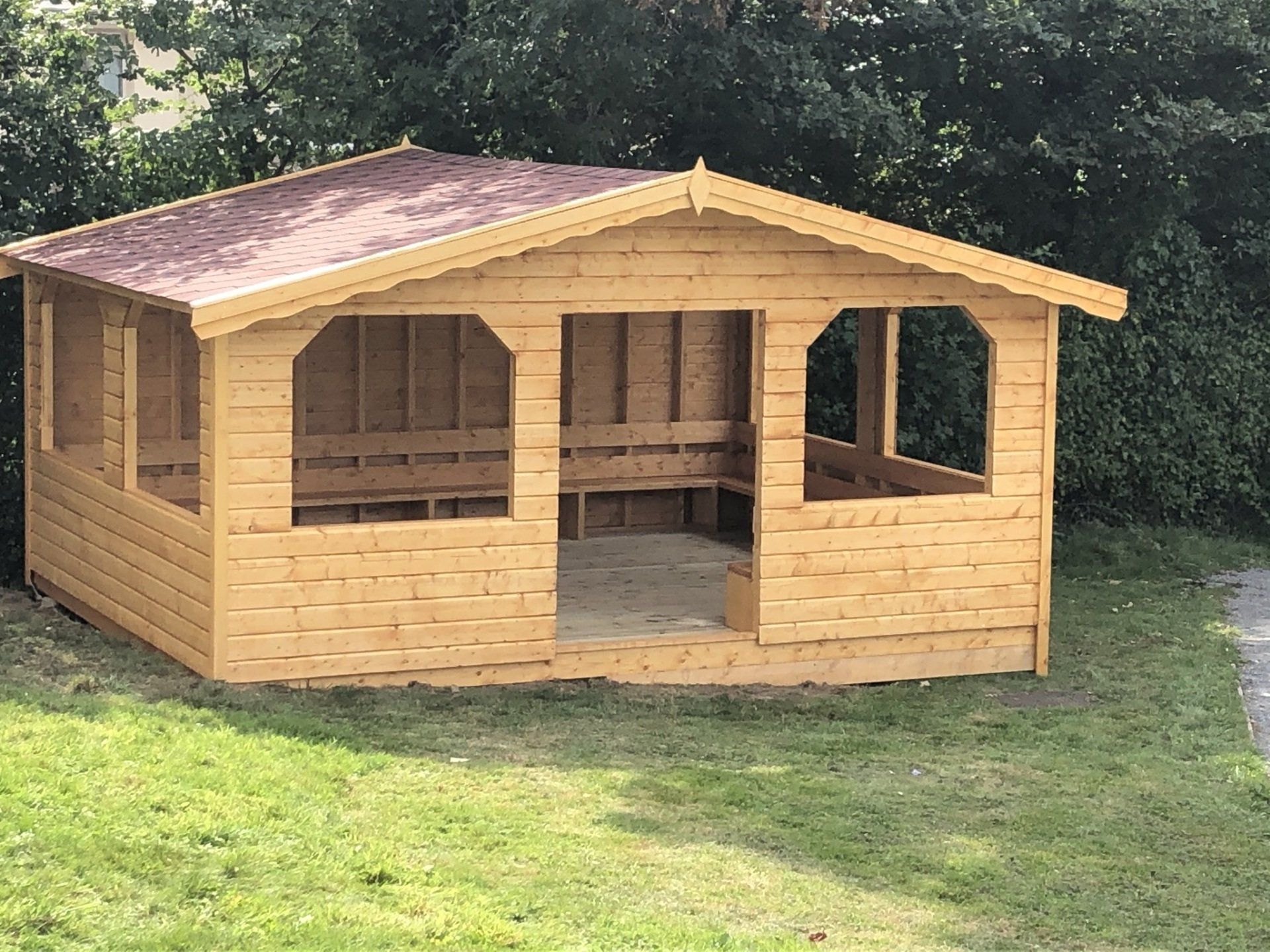 Large 16' x 12' Open apex Shelter with seating all the way round. 